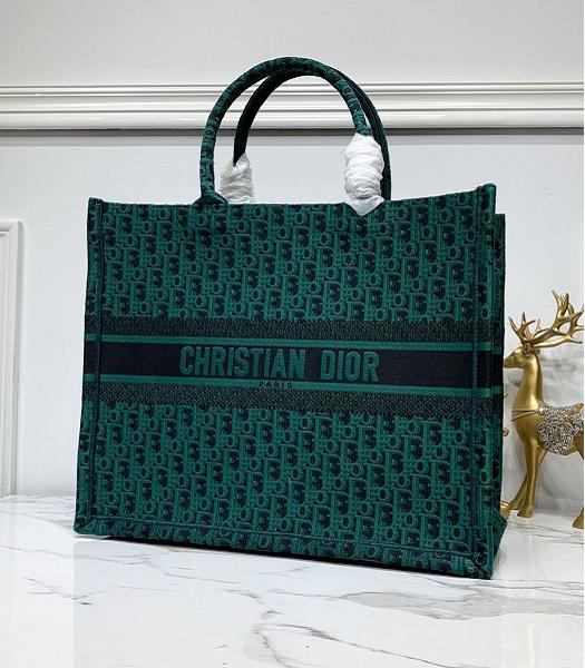 Christian Dior Embroidery Original Canvas 41cm Book Tote Bag Green