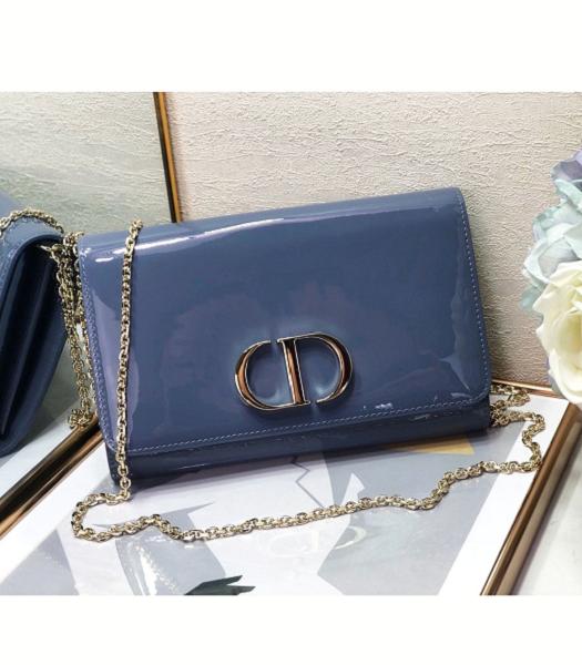 Christian Dior 30 Montaigne Original Patent Leather Wallet Bag On Chain Blue
