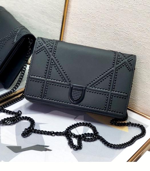 Christian Dior Diorama Original Calfskin Rivet Black Chains 19cm Woc Bag Black