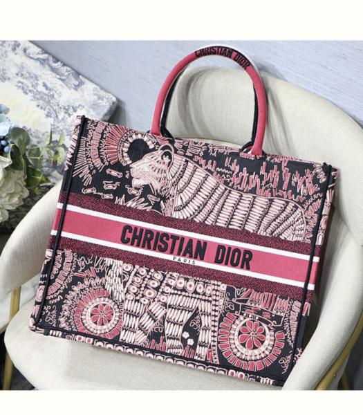 Christian Dior Tiger Original Canvas 41cm Book Tote Bag Peach