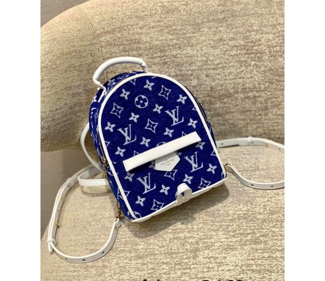 Louis Vuitton Palm Springs Mini Backpack in Blue Monogram Velvet Jacquard M46207 2022