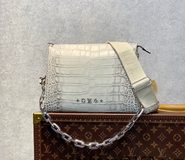 Louis Vuitton Coussin PM Bag in Crocodile Embossed Leather M57791 White 2022