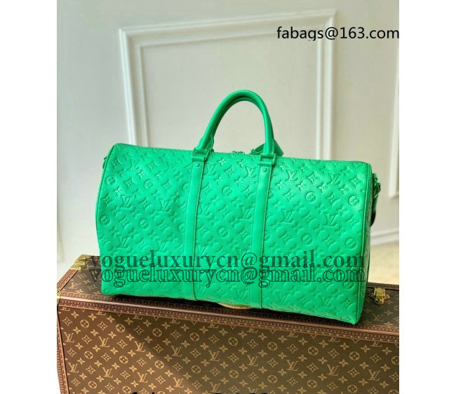 Louis Vuitton Keepall Bandouliere 50 Travel bag in Monogram Leather M20963 Minty Green 2022