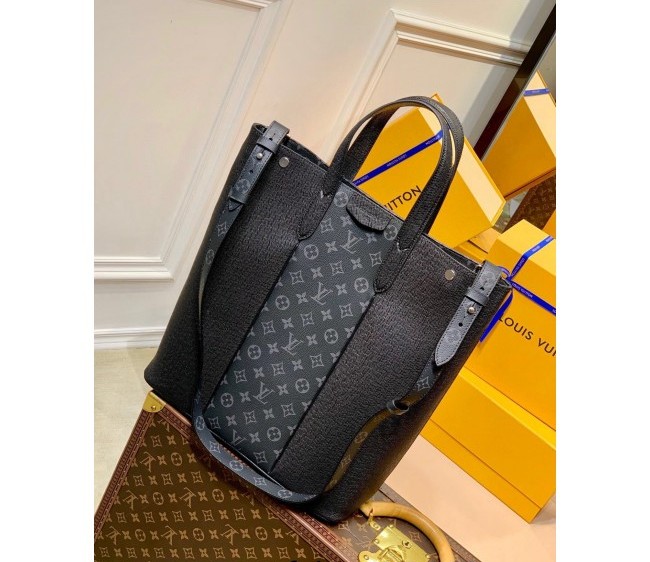 Louis Vuitton Outdoor Tote Bag in Black Leather and Monogram Eclipse Canvas M30431 2022