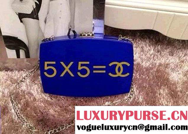 Chanel Statement Chain Cross body Clutch Bag in Blue Spring 2015