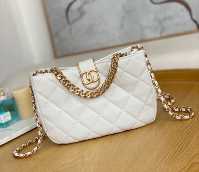 Chanel Lambskin Hobo bag AS3476 White 2022