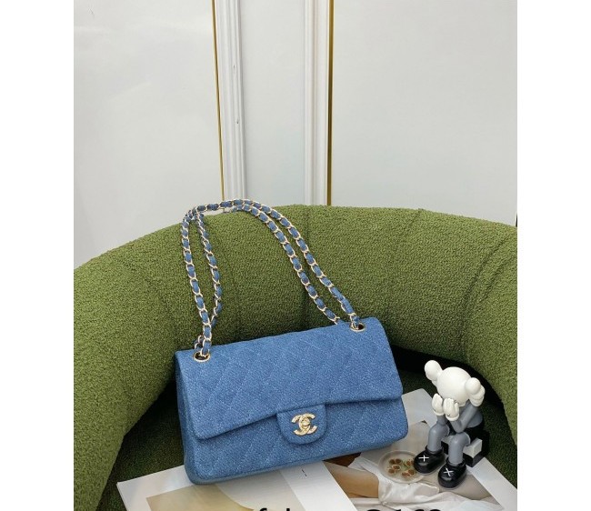 Chanel Denim Classic Medium Flap Bag A01112 Blue 2022 SS