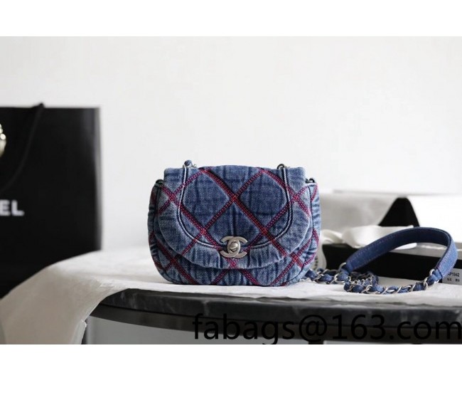 Chanel Coco Beach Denim Mini Messenger bag Blue 2022