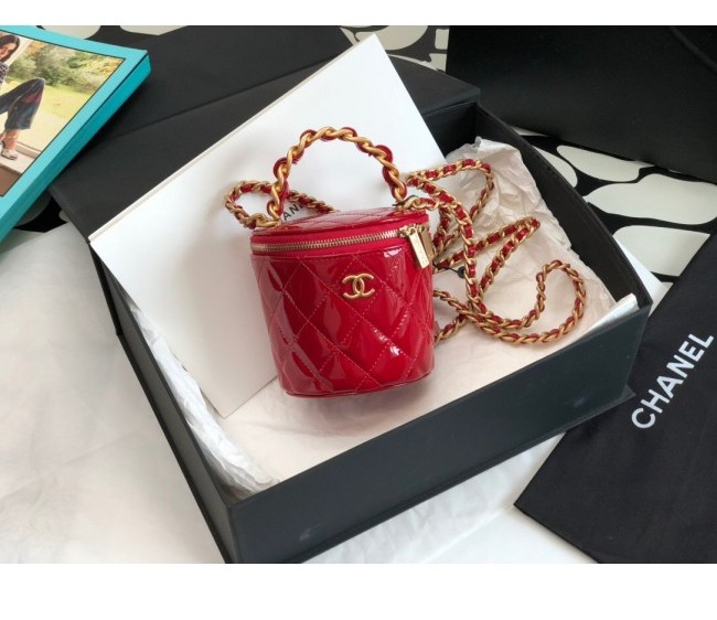 Chanel Patent Calfskin Vanity with Chain AP2873 Red 2022