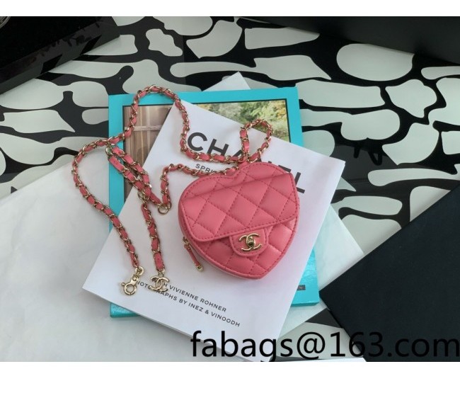 Chanel Lambskin Heart Mini Belt Bag Pink 2022