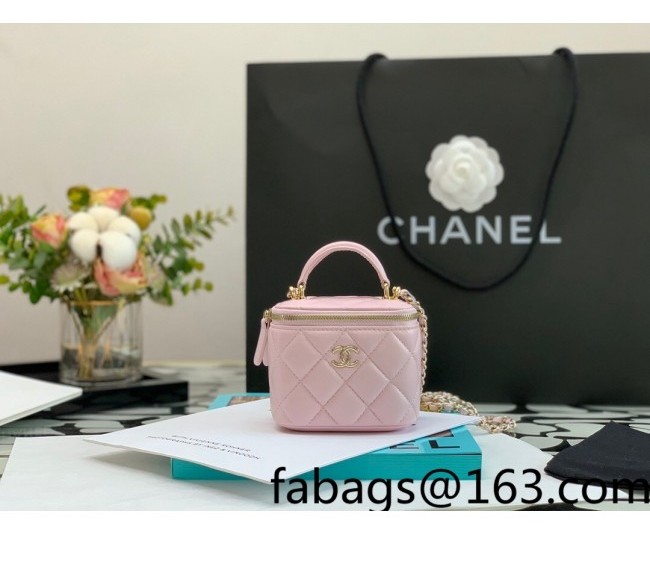 Chanel Lambskin Small Vanity Case with Chain AP2198 Pink 2022