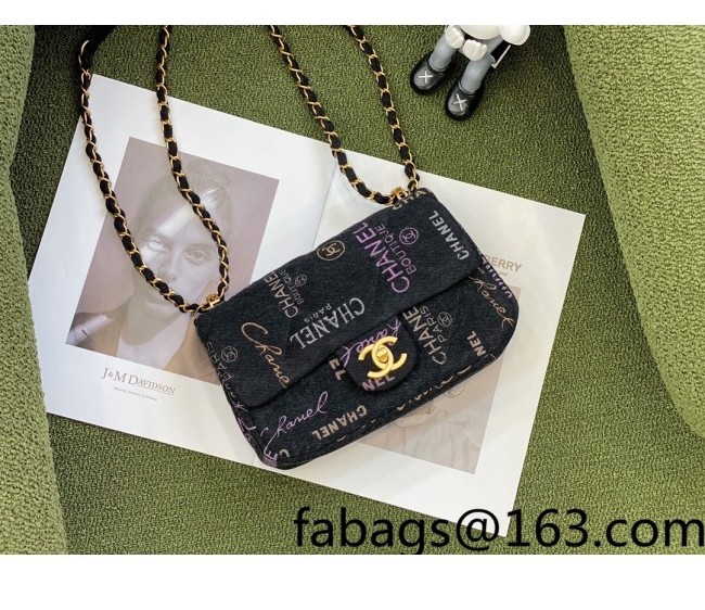 Chanel Printed Denim Small Flap Bag AS3134 Black/Multicolor 2022