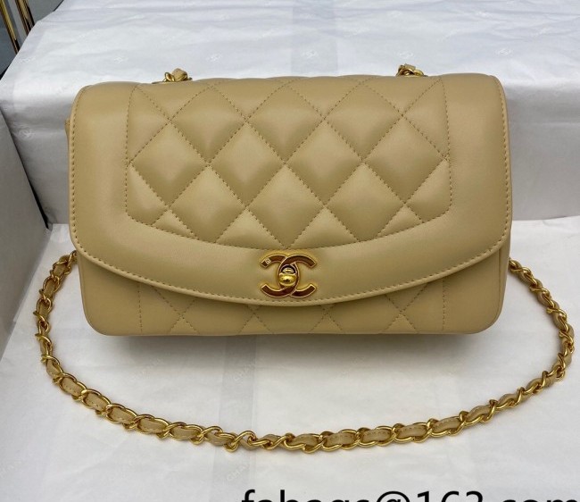 Chanel Quilted Lambskin Medium Chain Flap Bag Beige A07062 2022 09