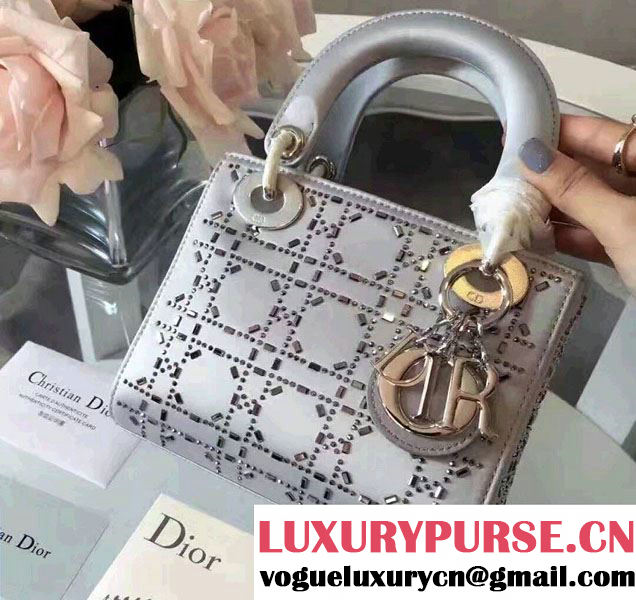 Lady Dior Mini/Small Bag with Crystal Embellishments Silver 2017