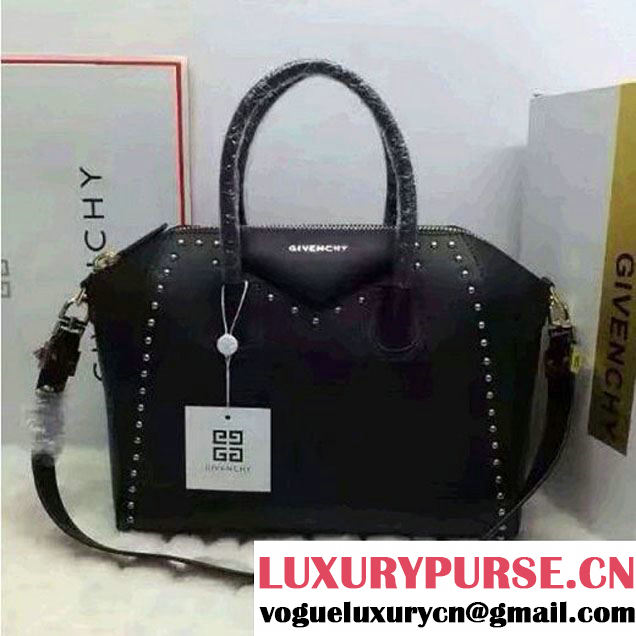 Givenchy Small/Medium Antigona Bag in Smooth Studded Calfskin Black(GHW) (JX-6071340 )