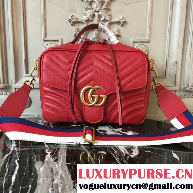 Gucci GG Marmont Matelasse Shoulder Bag 25cm 498100 Red