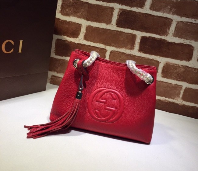 Gucci Interlocking G Leather Small Tote bag 387043 Red 2022