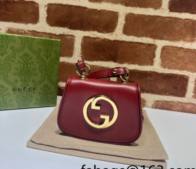 Gucci Blondie Leather Card Case Wallet with Interlocking G 698635 Red 2022