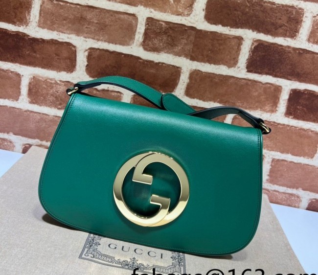 Gucci Blondie Leather Shoulder Bag with Interlocking G 699268 Emerald Green 2022