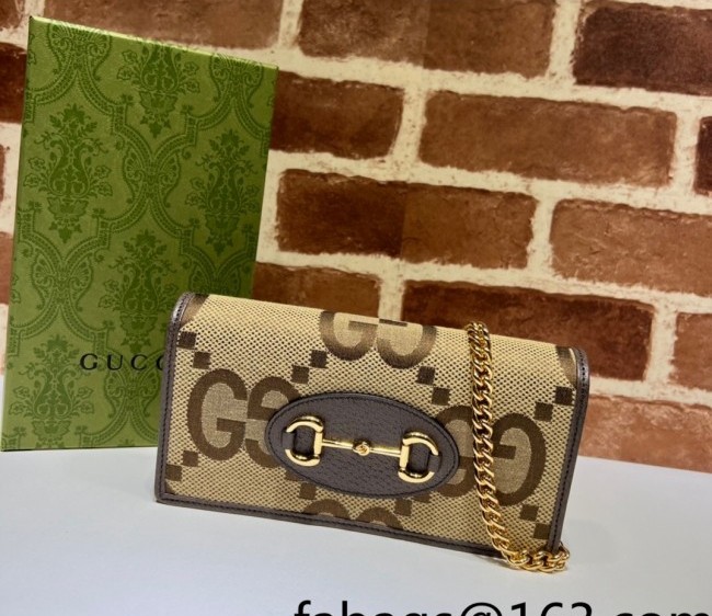 Gucci Horsebit 1955 Jumbo GG Wallet with Chain WOC ?621892 Camel 2022