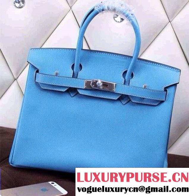 Hermes Birkin 30/35 Epsom Leather Bag Lake Blue