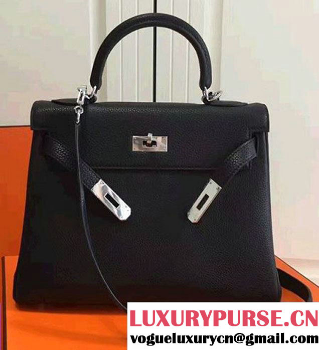 Hermes Kelly 28CM/32CM Bag In Togo Leather With Sliver Hardware Black