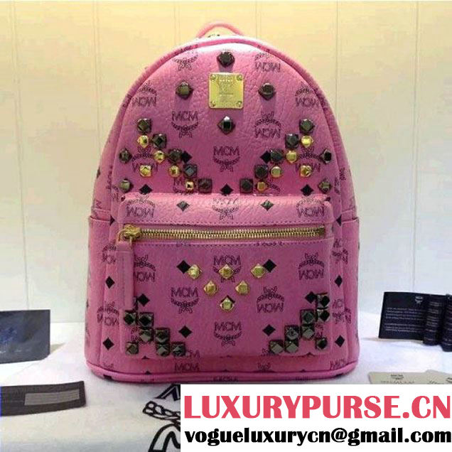 MCM Small Stark Backpack with M Studs Pink (3B031-6101227 )
