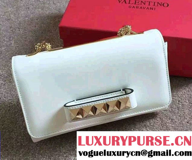 Valentino Va Va Voom Chain Shoulder Clutch Bag White 2015