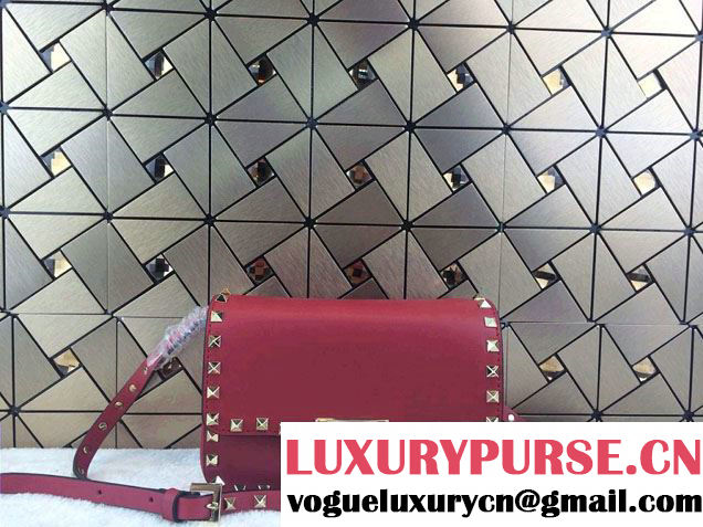Valentino Rockstud Leather Crossbody Bag 00330 Red 2014