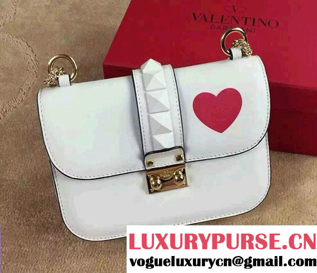 Valentino Red Heart Rockstud Flap Shoulder Small Bag 2015