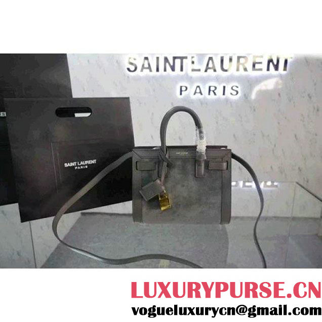 Saint Laurent Classic Nano Sac De Jour Bag in Grey Suede and Calfkin (JD-051137 )