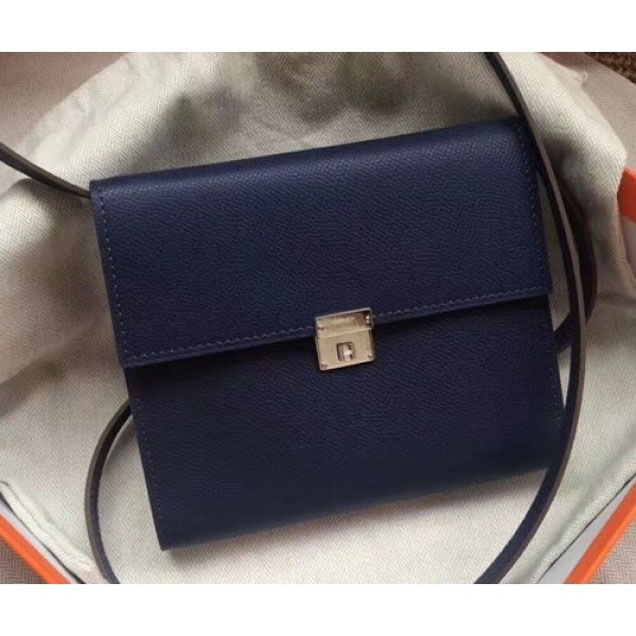 Hermes Epsom Calfskin Click 16 Wallet with Strap Bag Royal Blue