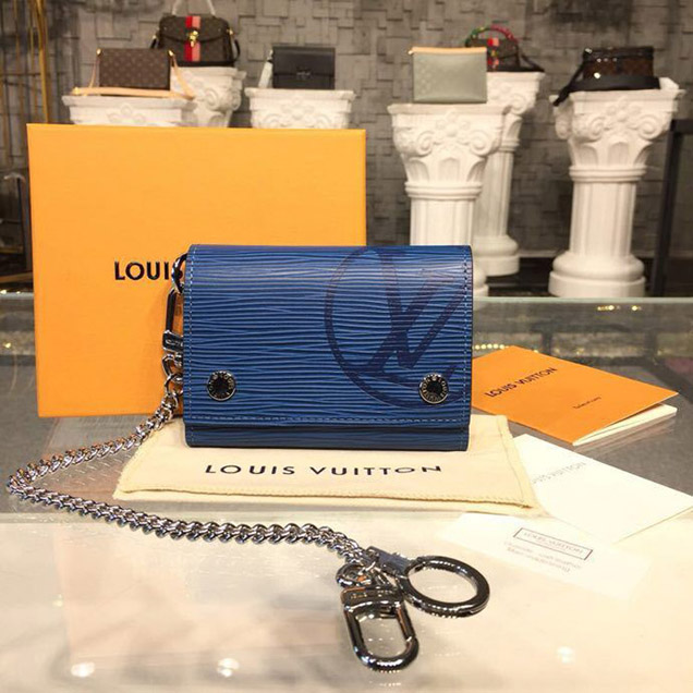 Louis Vuitton Rivets Chain Wallet Epi Canvas Fall Winter 2018 Collection M63510 Navy
